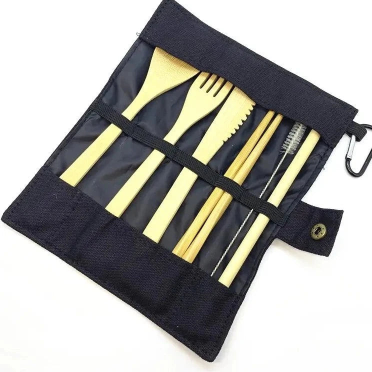 Bambooer travel ustensils set